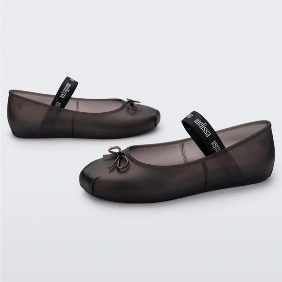 Melissa Women's Gray Ballet Flats with Bow - Picture 5 of 6